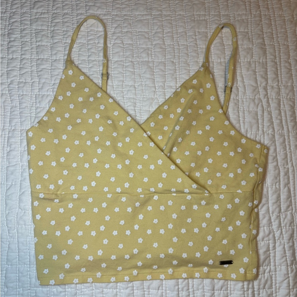 Hollister Yellow Floral Crop Top